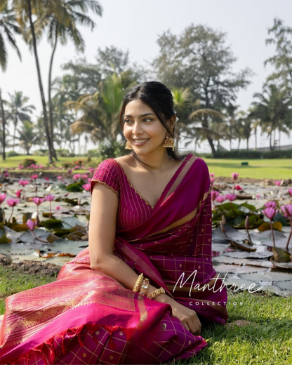 Aishu pink soft kanjeevaram silk saree