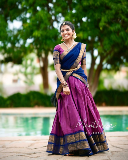 Blue & pink half saree