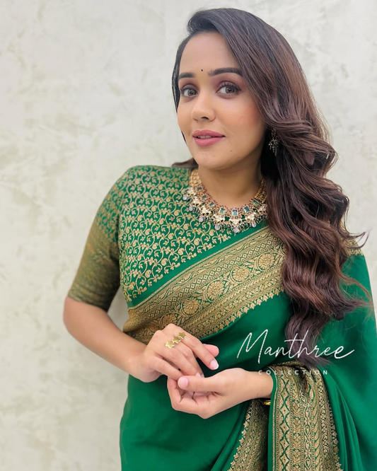 Ananya green banarasi silk saree