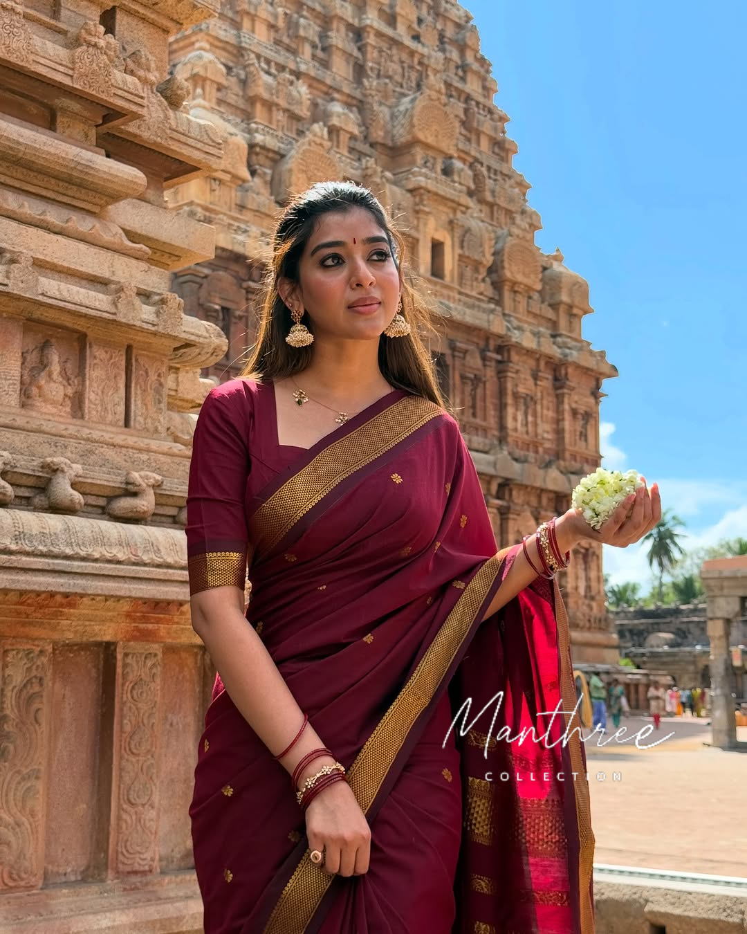 Maroon soft silk saree