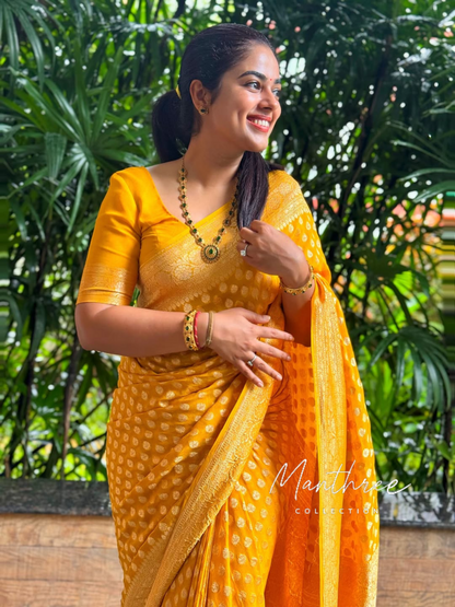 Siddhi Idhani yellow saree