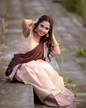 Brown half saree