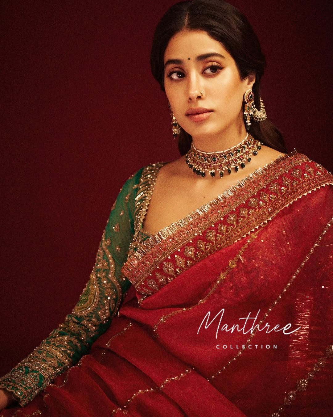 Janhvi Kapoor Premium Sindoori Red Saree
