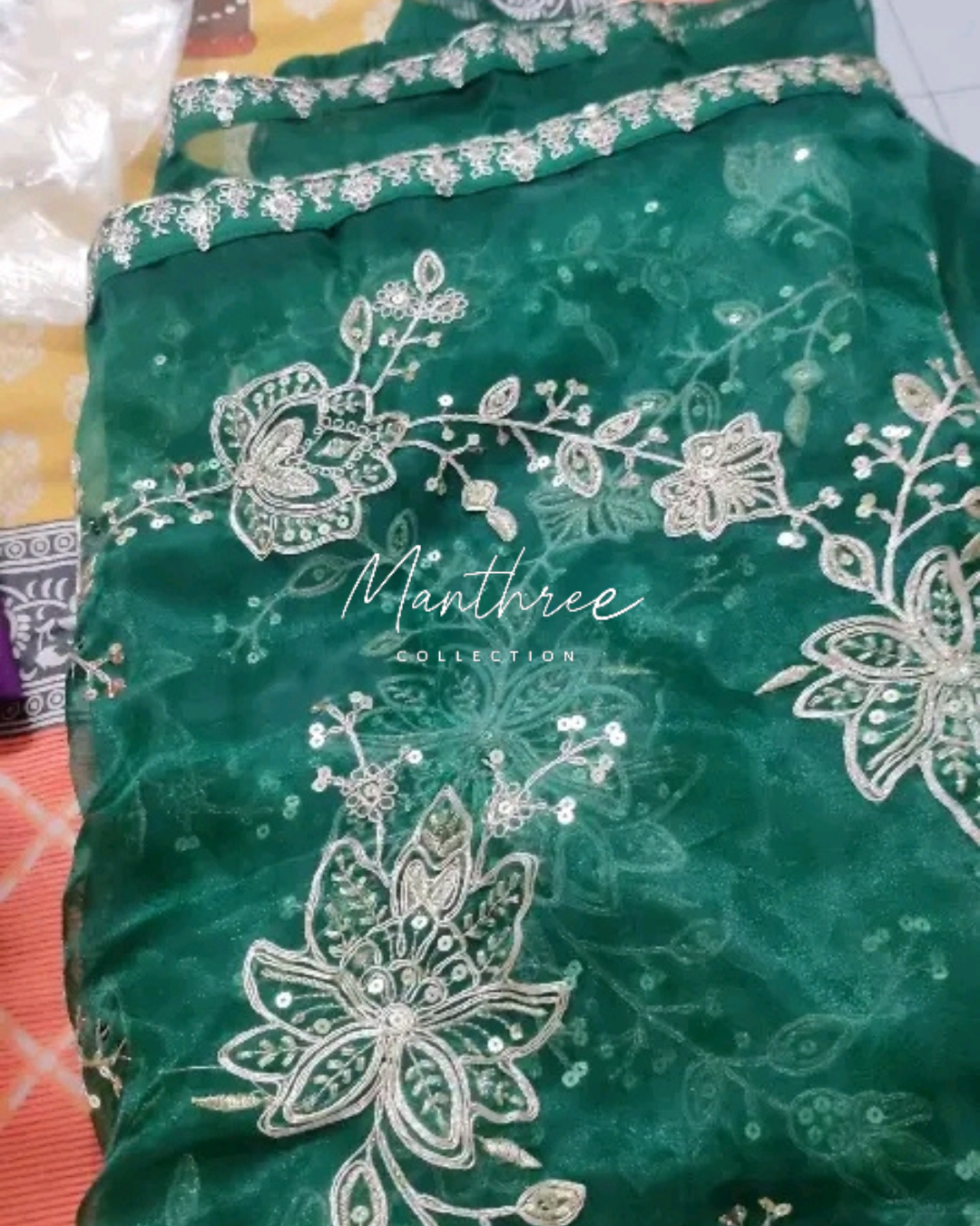 Rashmika in green embroidery sarees