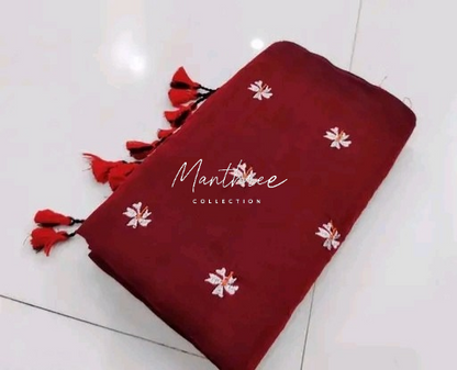 Iswarya memon red khadi cotton saree