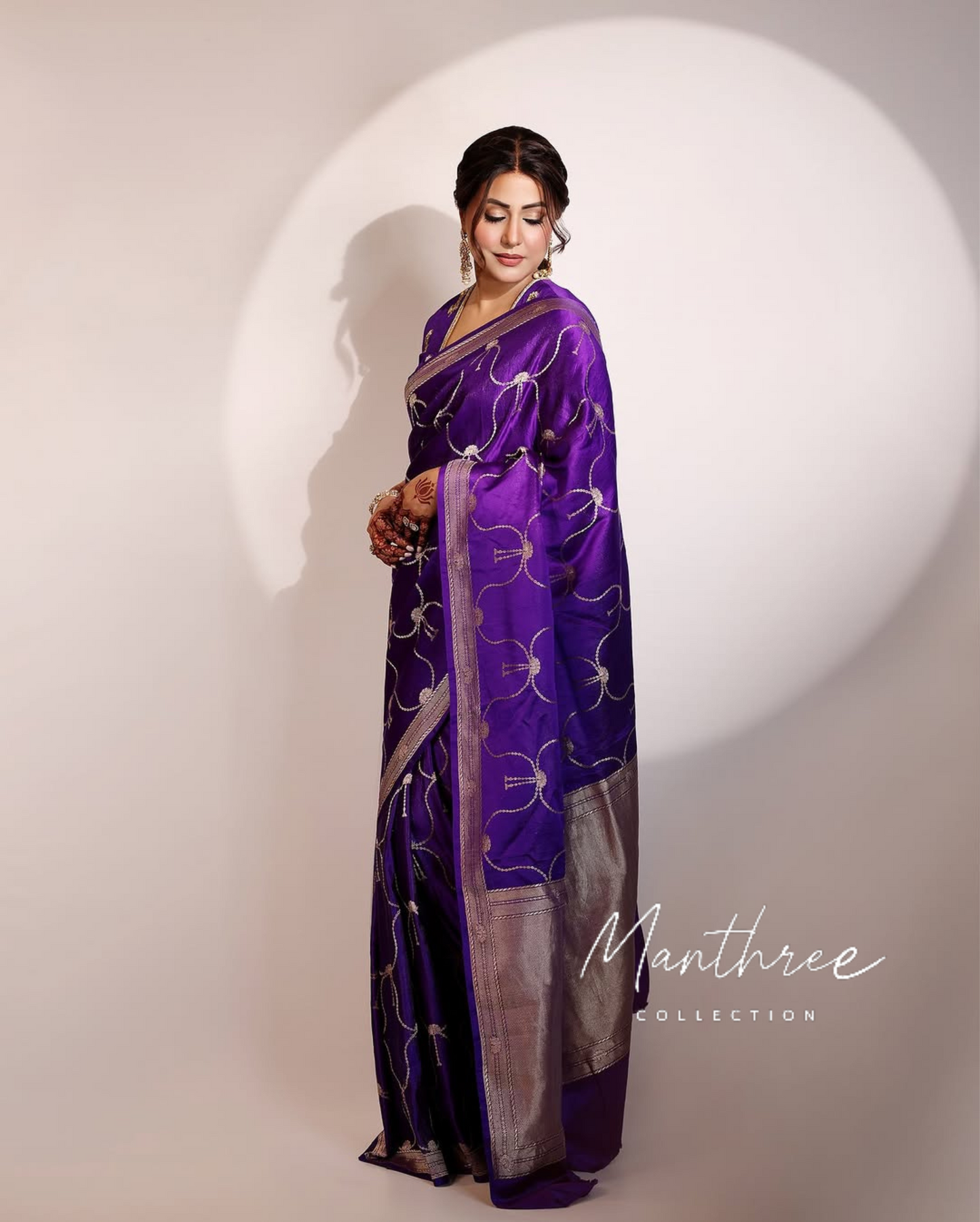 Hina Khan purple silk saree