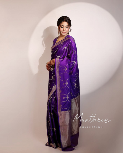 Hina Khan purple silk saree