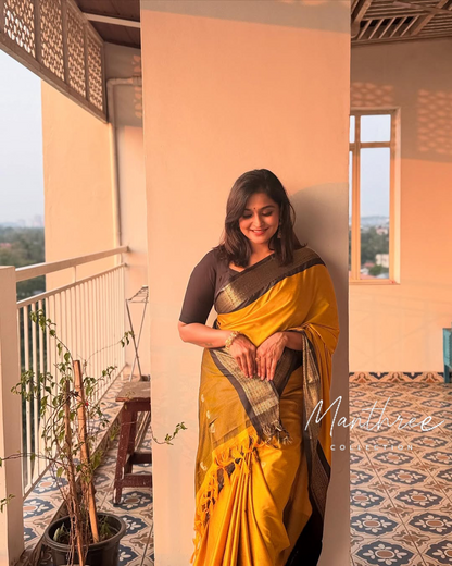 Ramya yellow silk saree
