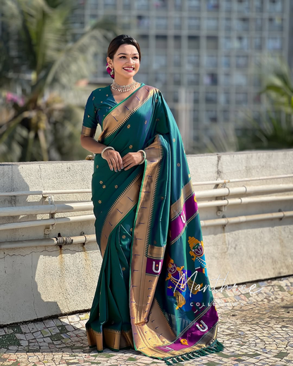 Paithani Kanjivaram Soft Silk Saree With Blouse Piece