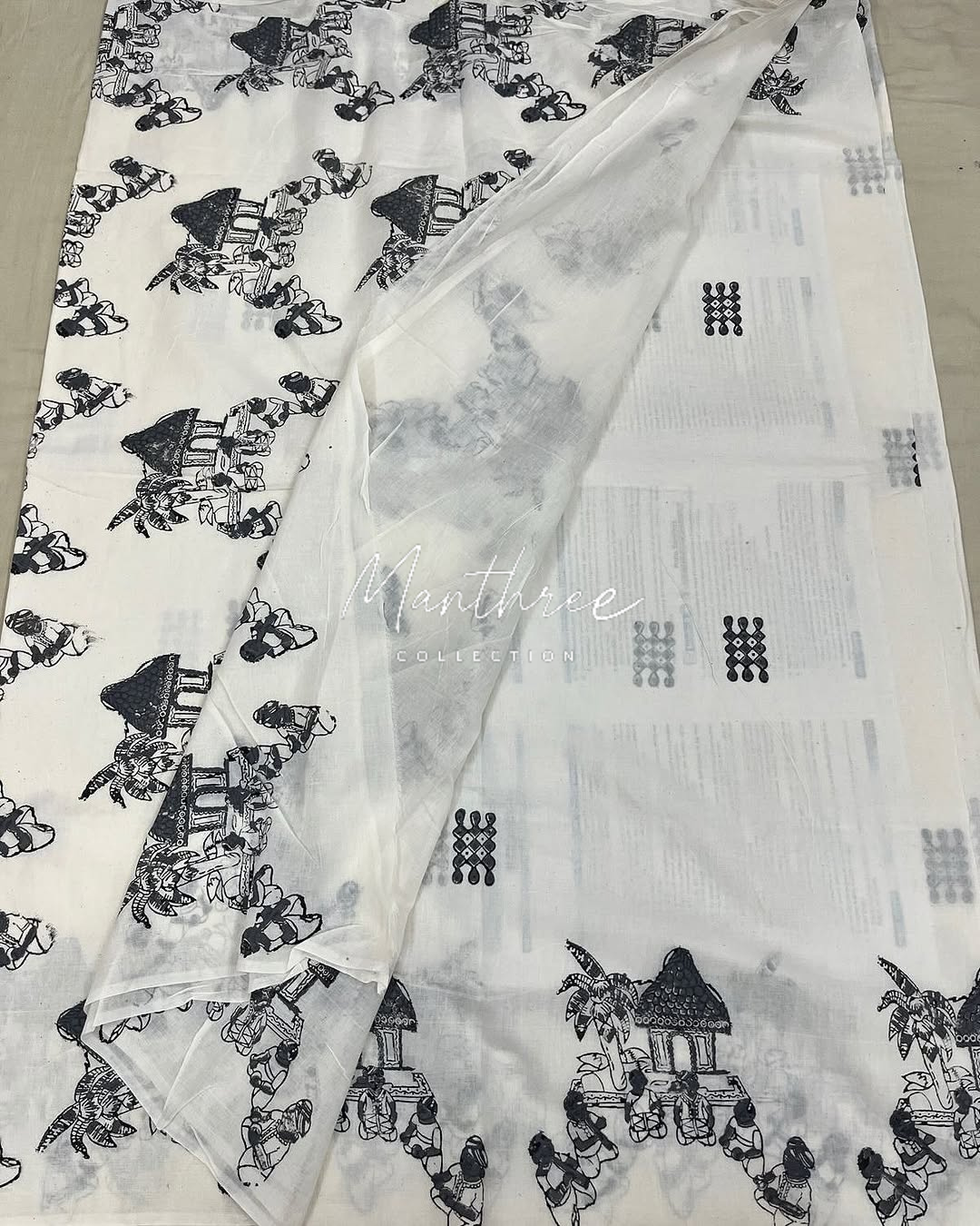 Kayal Anandhi white Mangalagiri cotton saree