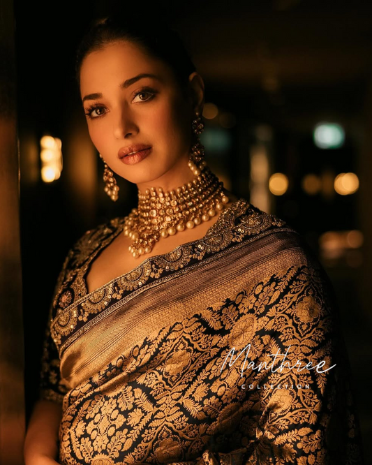 Tamanna Bhatia Navy Blue banarasi saree