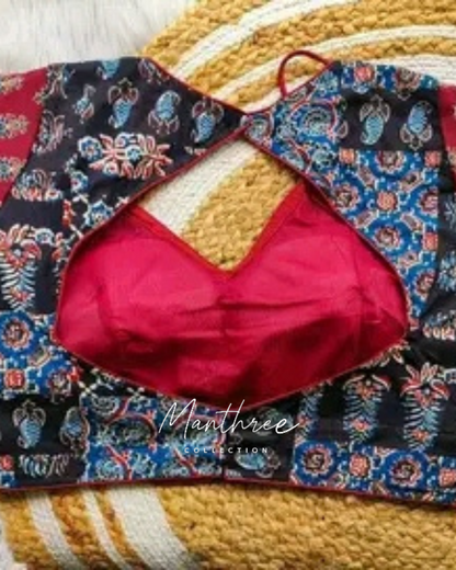 Ajrakh maroon blouse