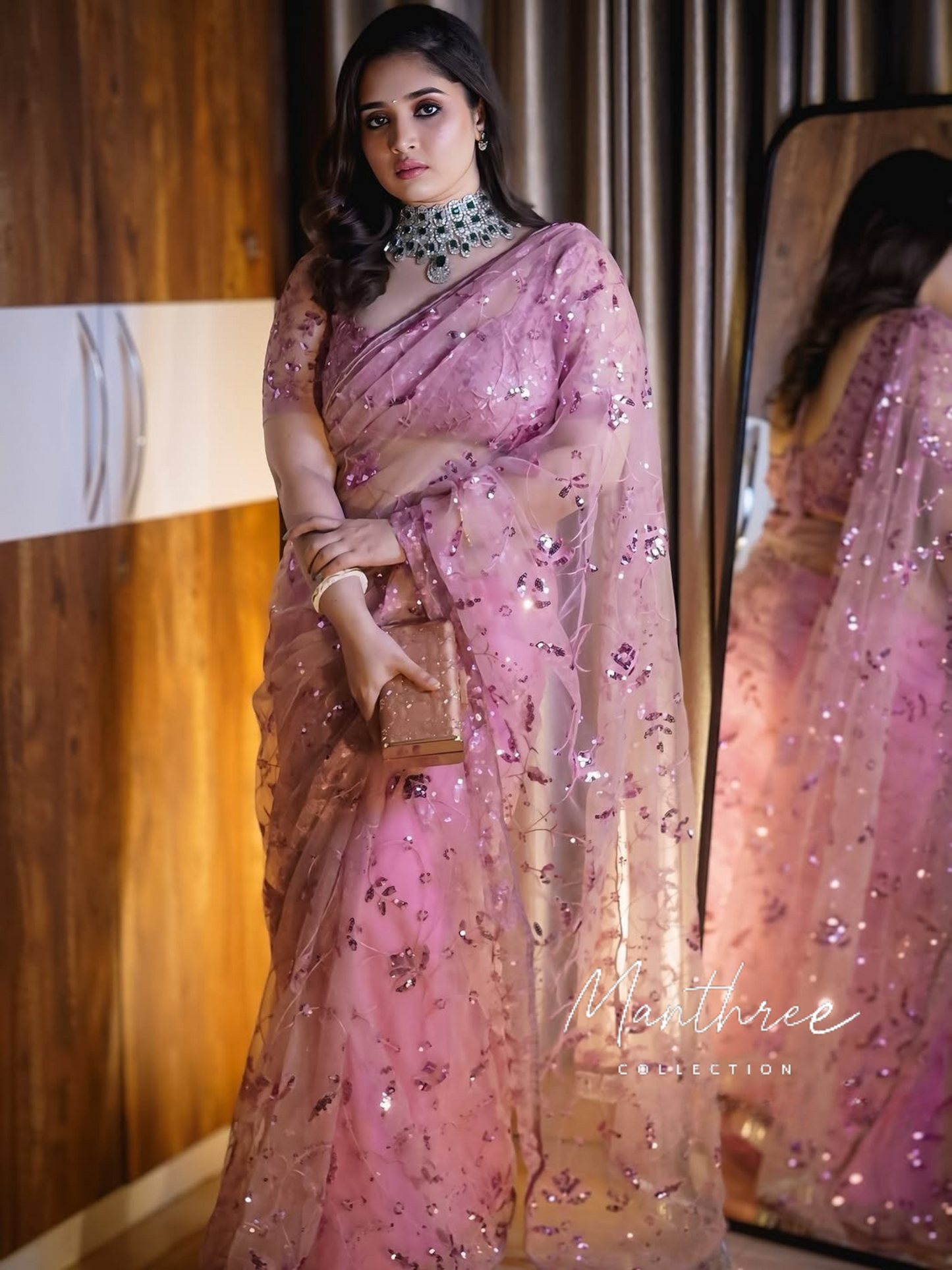 Pink Bollywood designer saree