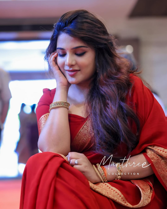 Aathmika red kanjeevaram silk saree