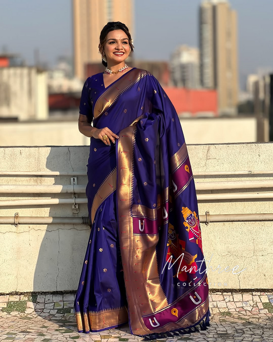 Paithani Kanjivaram Soft Silk Saree With Blouse Piece
