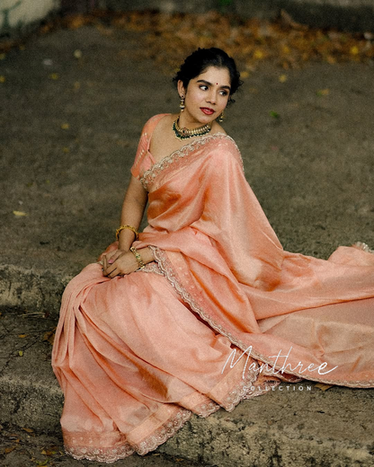 Jisma jiji pink saree