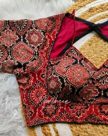 Ajrakh maroon blouse