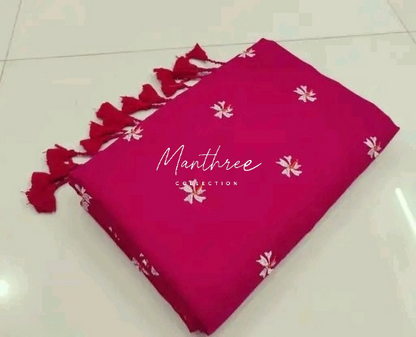 Iswarya memon red khadi cotton saree