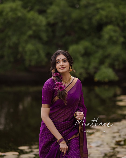 Purple Mangalagiri silk sareee