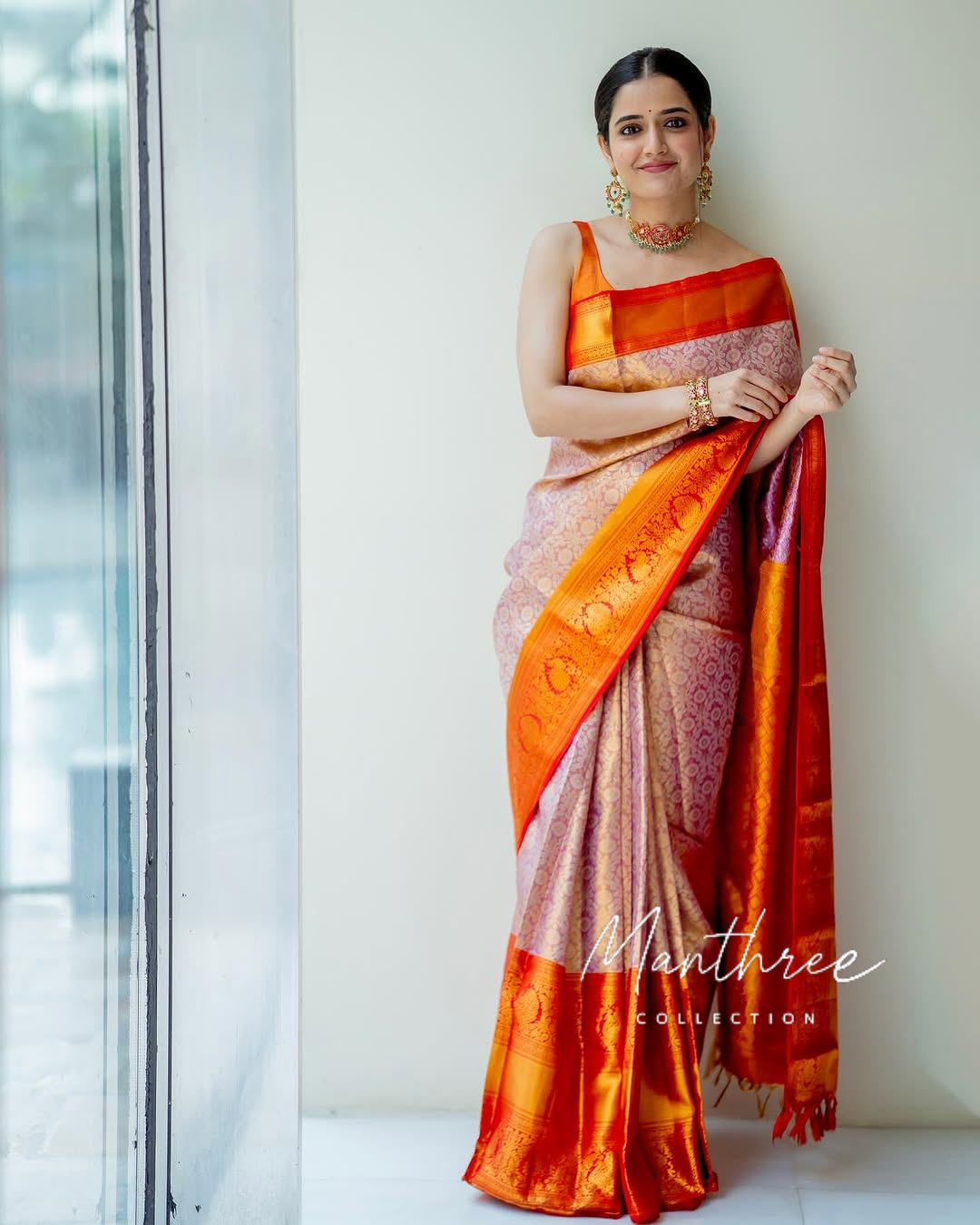 Ashika orange kanjivaram silk