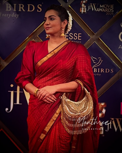Parvathy nair red art silk