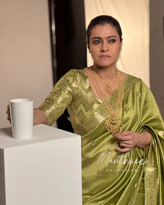 Kajol green banarasi silk saree