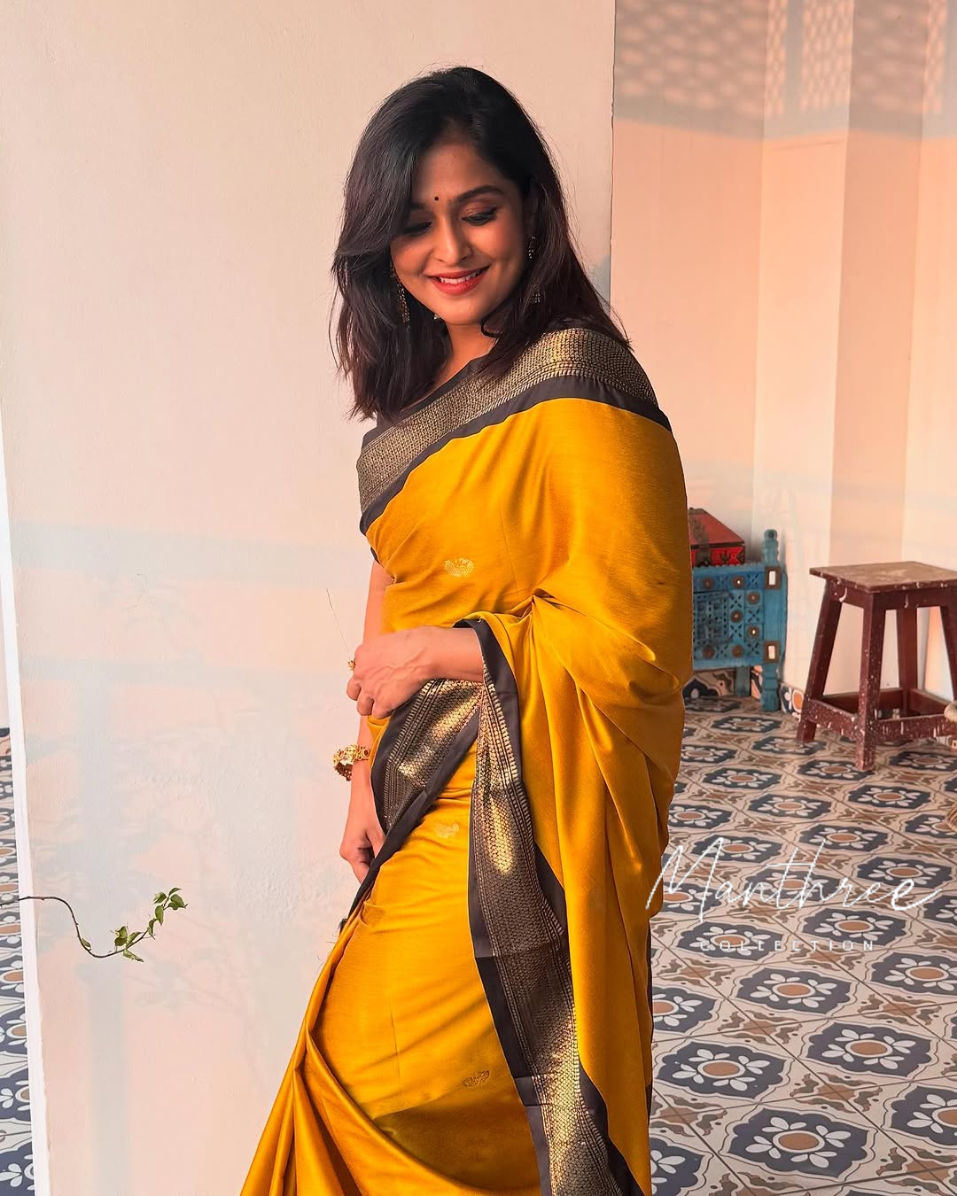 Ramya yellow silk saree