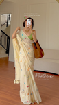 WHITE SAREE WITH SMALL FLOWER MOTIF | MUL COTTON SAREE | WITH BLOUSE | 6 YARDS
