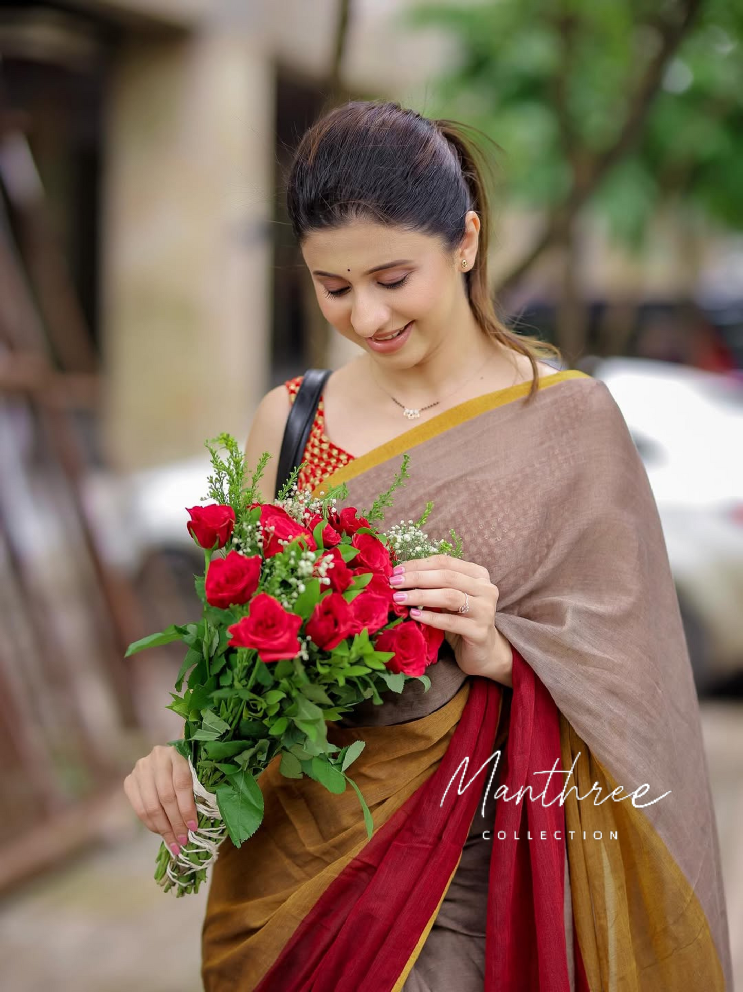 Multicolor Mulmul Cotton Saree With Tassels