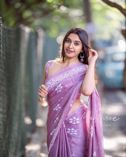 Pure cotton lavender saree