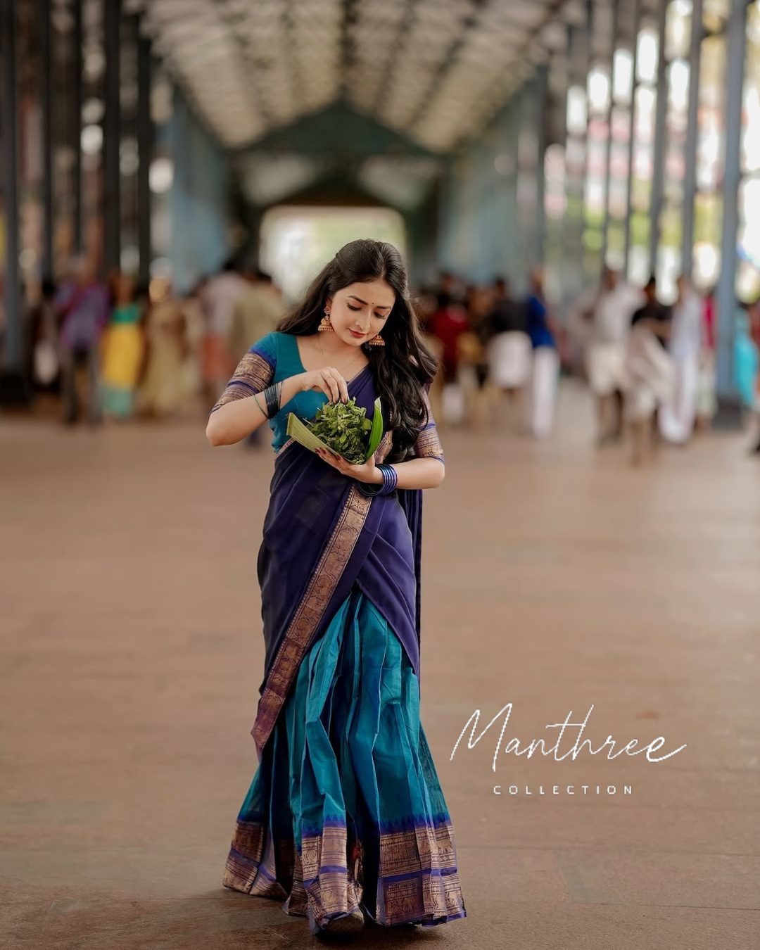 Blue soft silk half saree