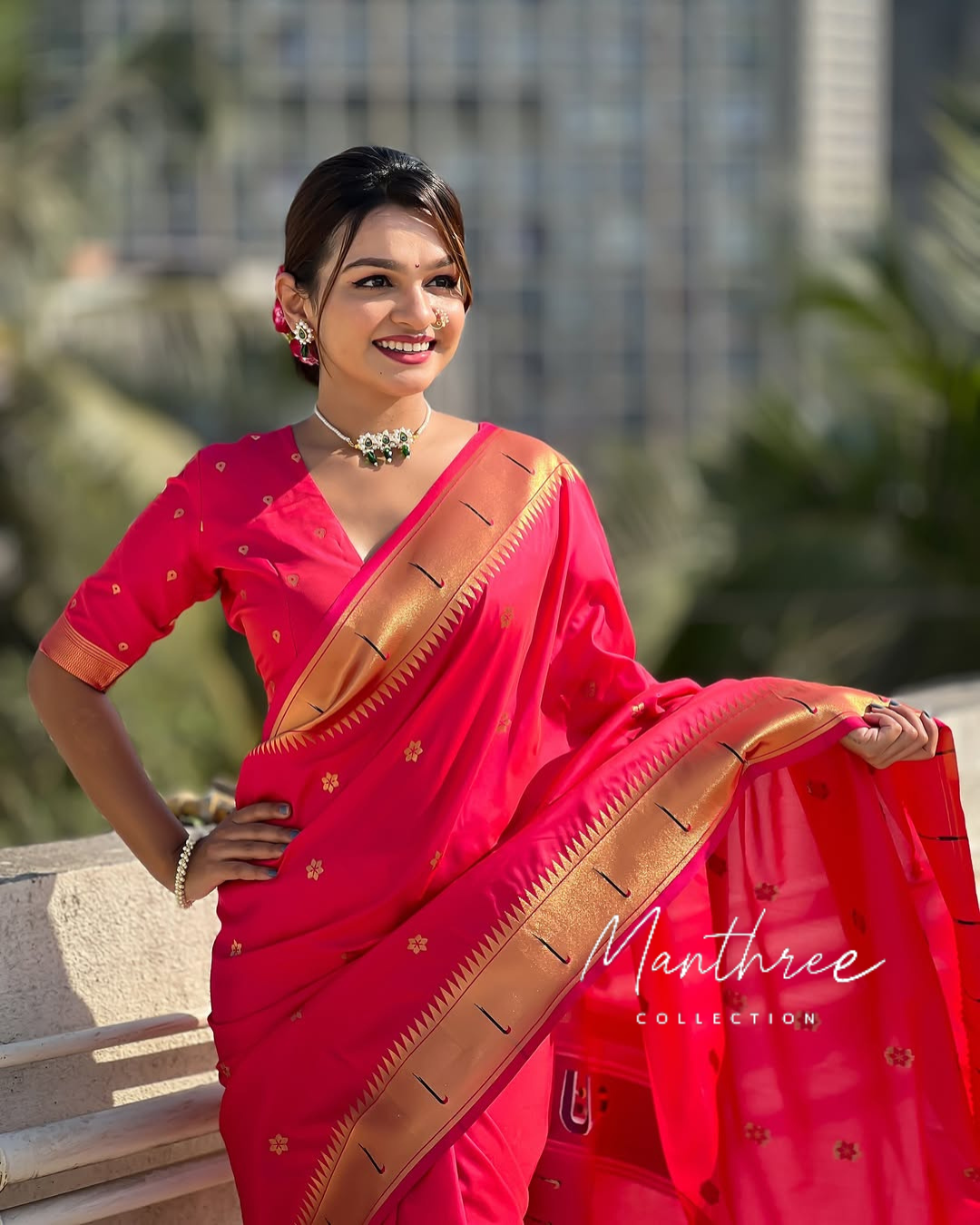 Paithani Kanjivaram Soft Silk Saree With Blouse Piece