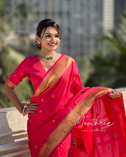 Paithani Kanjivaram Soft Silk Saree With Blouse Piece
