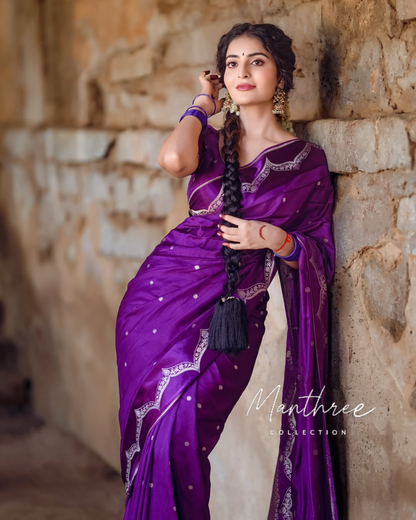Ananya Nagalla purple kanjeevaram silk saree