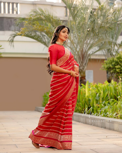 Aishwarya Lekshmi red banarasi