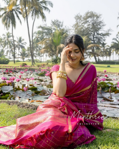 Aishu pink soft kanjeevaram silk saree