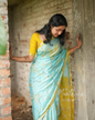 Yellow lilan cotton saree