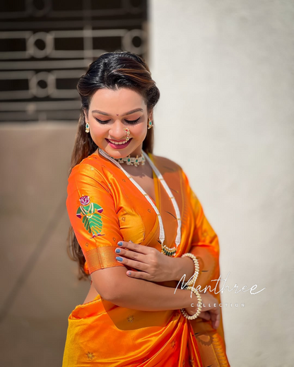 Paithani Kanjivaram Soft Silk Saree With Blouse Piece