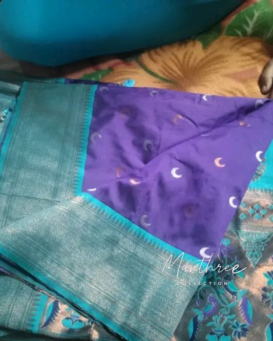 Violet soft kanjeevaram silk saree