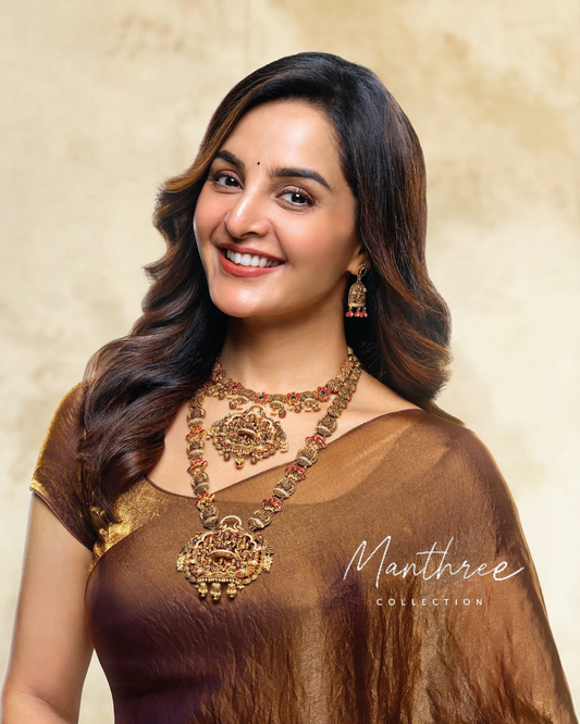 Manju warrier brown tissue silk