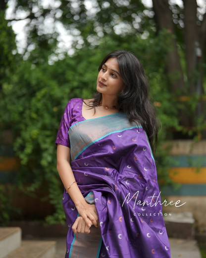 Violet soft kanjeevaram silk saree