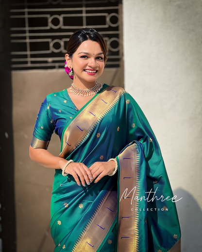 Paithani Kanjivaram Soft Silk Saree With Blouse Piece