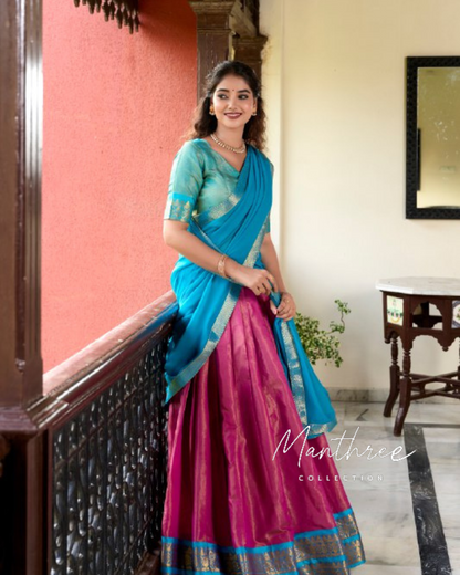 Kanchipuram Zari Weaving Work Lehenga Choli