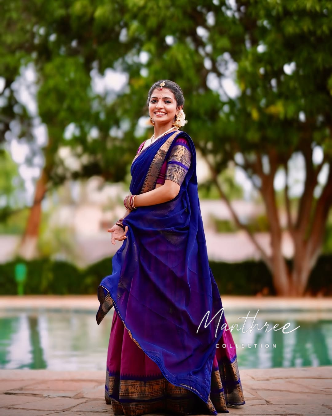 Blue & pink half saree