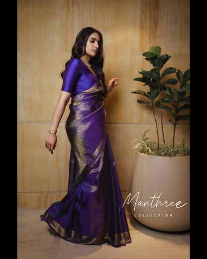 Rukmini vasanth in violet silk saree