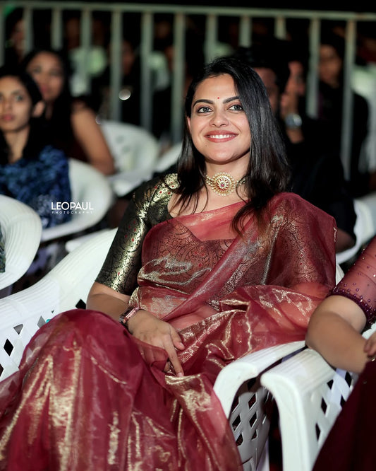 Anu shree pink tissue silk saree