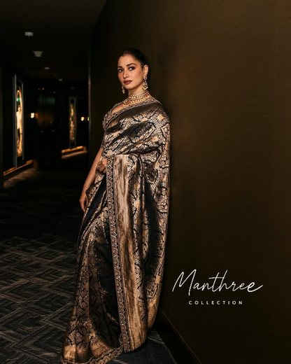Tamannaah Bhatia Navy Blue banarasi saree
