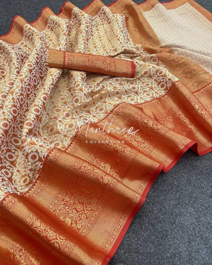 Ashika orange kanjivaram silk