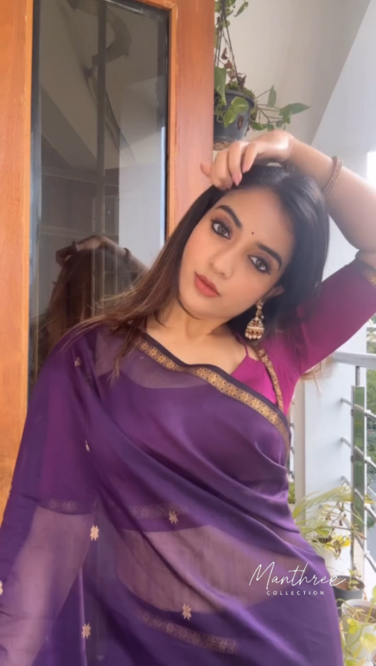 Athmika purple saree