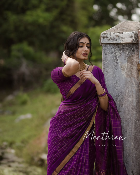 Purple Mangalagiri silk sareee